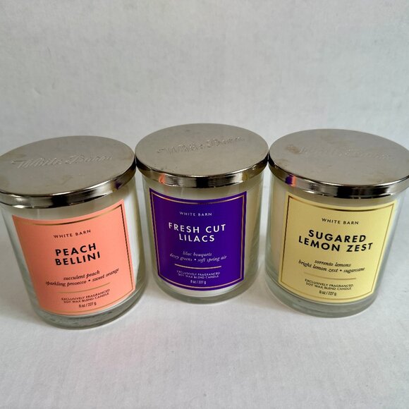 NEW 3-Pc Bath and Body Works 3 Single Wick Candles 8oz Each - Picture 1 of 4